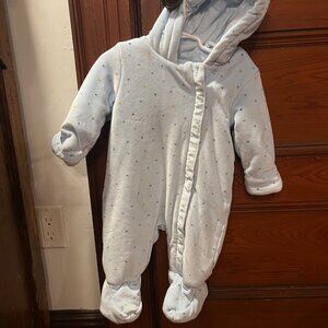 Marks and Spencer Cozy star baby blue velvet bunting